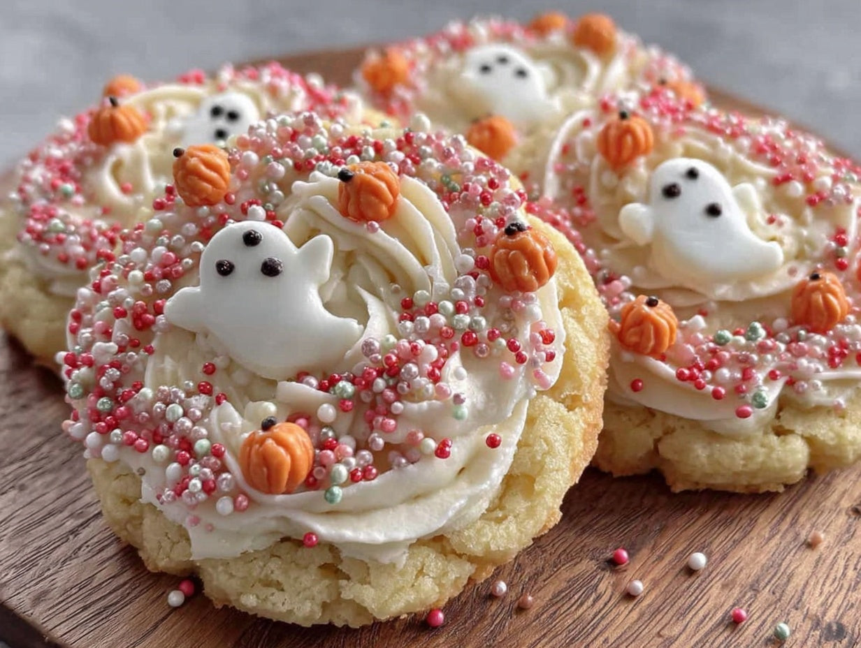 Pastel Halloween Sprinkle Sugar Cookies with Royal Icing