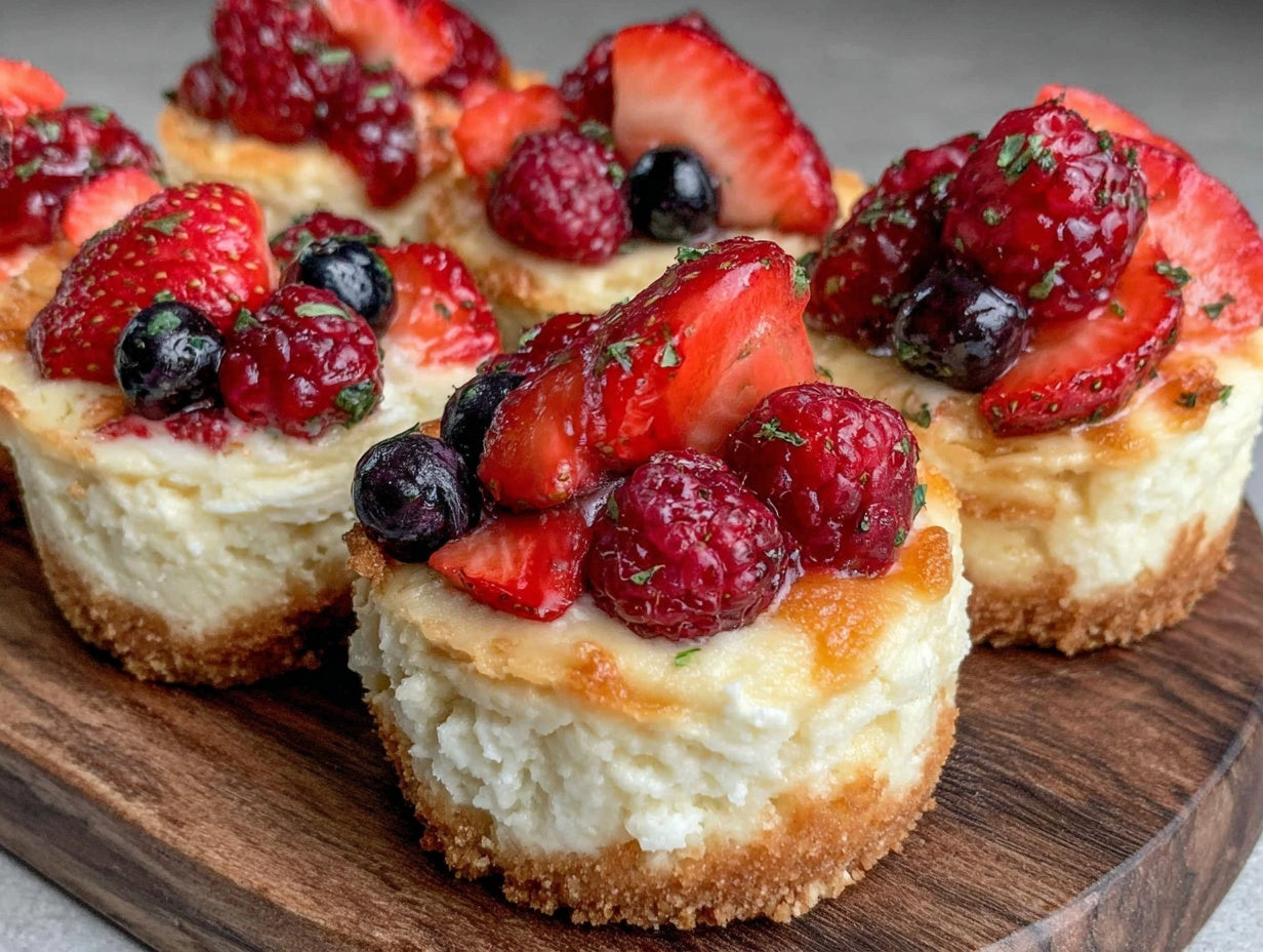 Patriotic Mini Cheesecakes with Fresh Berry Topping