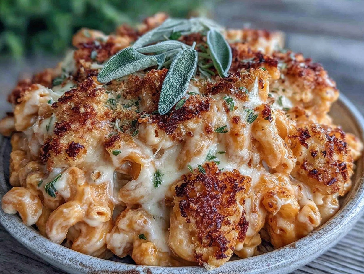Loaded Butternut Squash Mac and Cheese with Crispy Sage