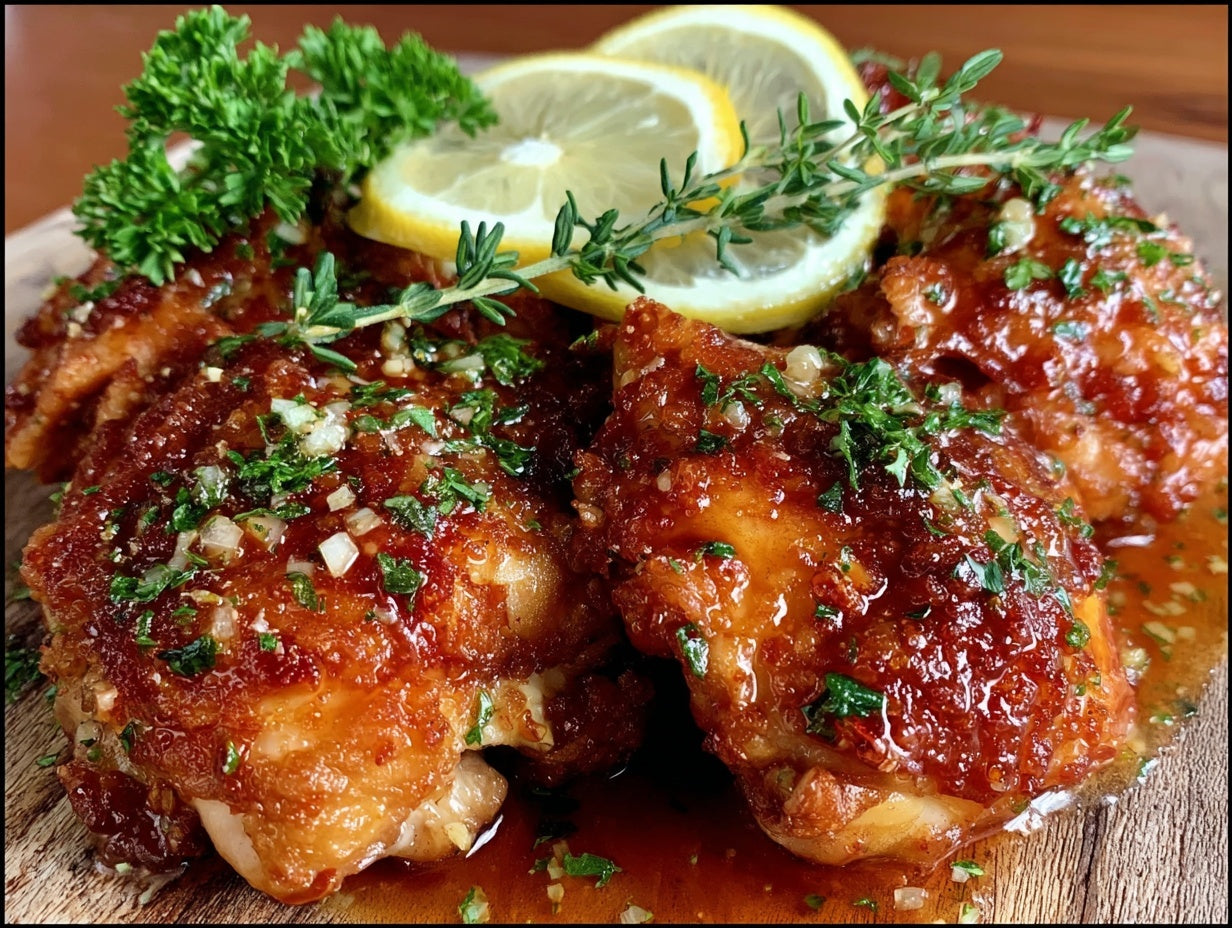 Crispy Boneless Skinless Chicken Thighs with Lemon Herb Pan Sauce