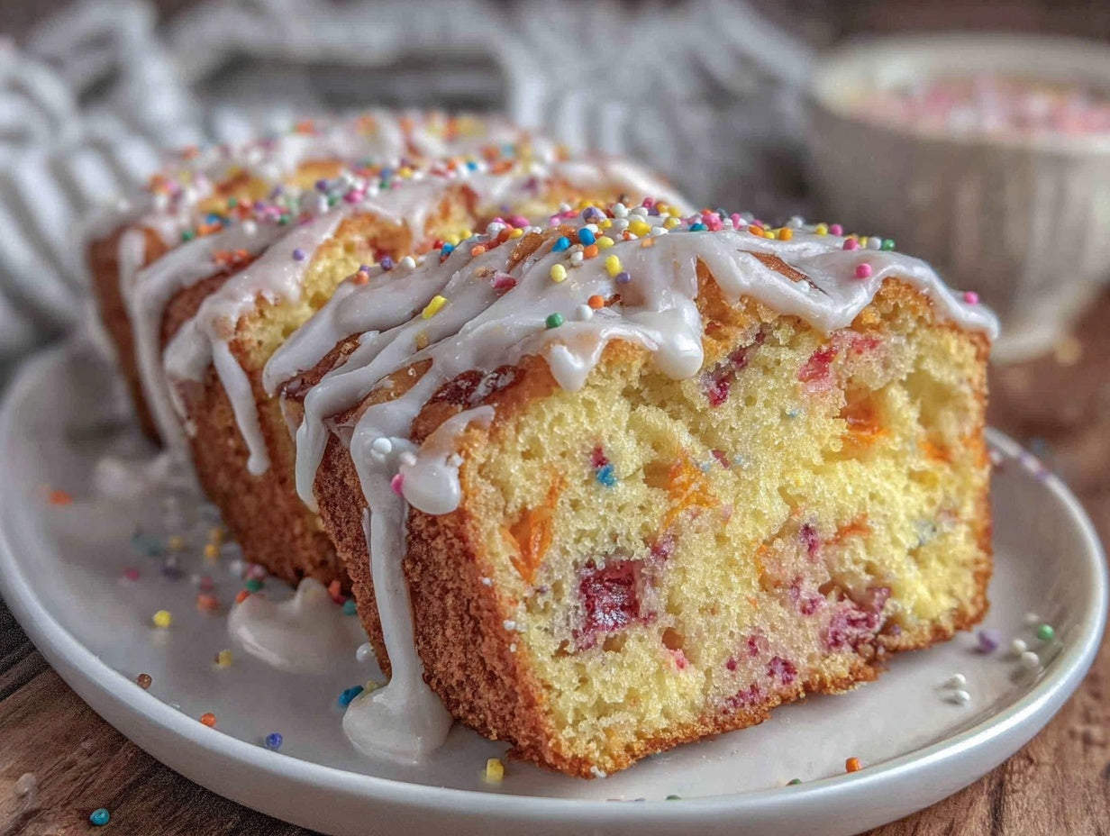 Graduation Confetti Poke Cake with White Chocolate Glaze