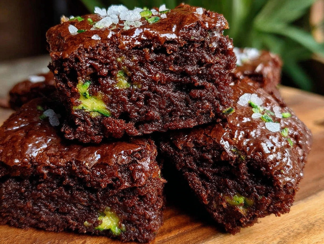 Dark Chocolate Zucchini Brownies with Sea Salt Flakes