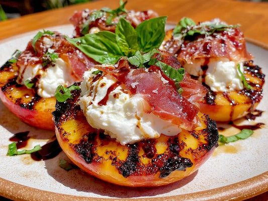 Grilled Peach and Burrata Salad with Prosciutto Recipe