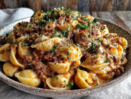 One-Pot Creamy Beef and Shells Pasta Dinner Recipe