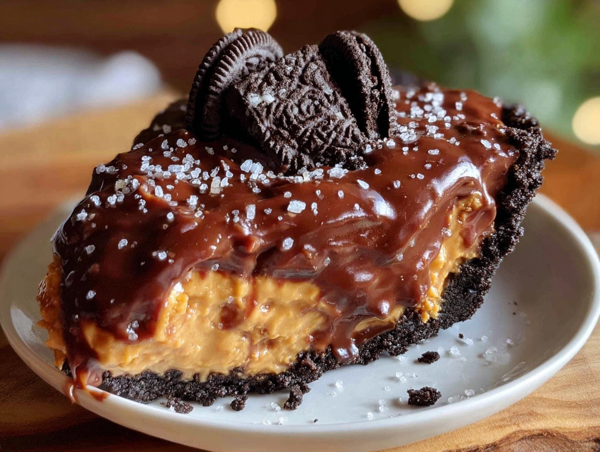 No-Bake Chocolate Peanut Butter Pie with Oreo Crust for Father's Day