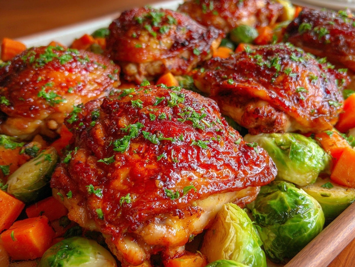 Crispy Sheet Pan Chicken Thighs with Roasted Harvest Vegetables