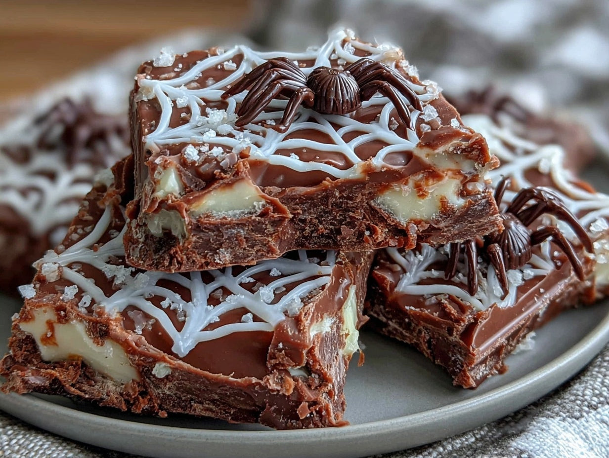 Spooky Spider Web Chocolate Bark with White Chocolate Delight
