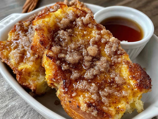 Overnight Eggnog French Toast Casserole with Cinnamon Streusel