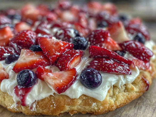 Red White and Blue Fruit Pizza on Giant Sugar Cookie