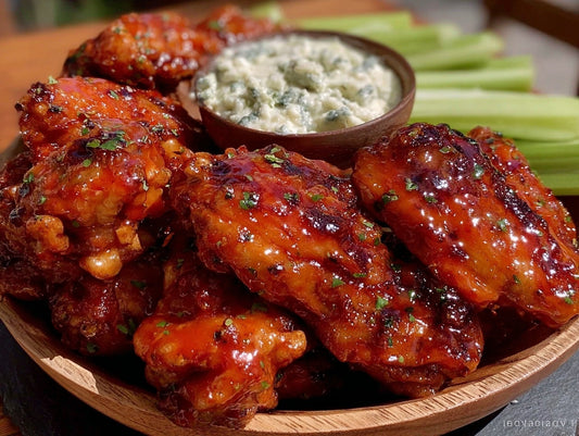 Crispy Air Fryer Buffalo Chicken Wings with Blue Cheese Dip