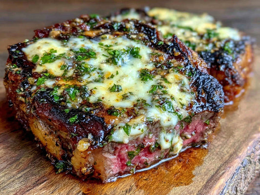 Cast Iron Reverse-Sear Ribeye with Compound Herb Butter