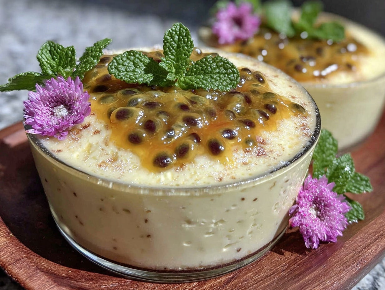 Creamy Mango Coconut Panna Cotta with Passion Fruit Coulis