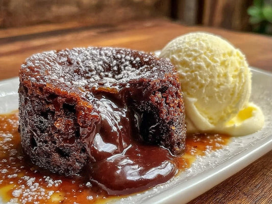 Melt-in-Your-Mouth Chocolate Lava Cake with Vanilla Ice Cream for Dad