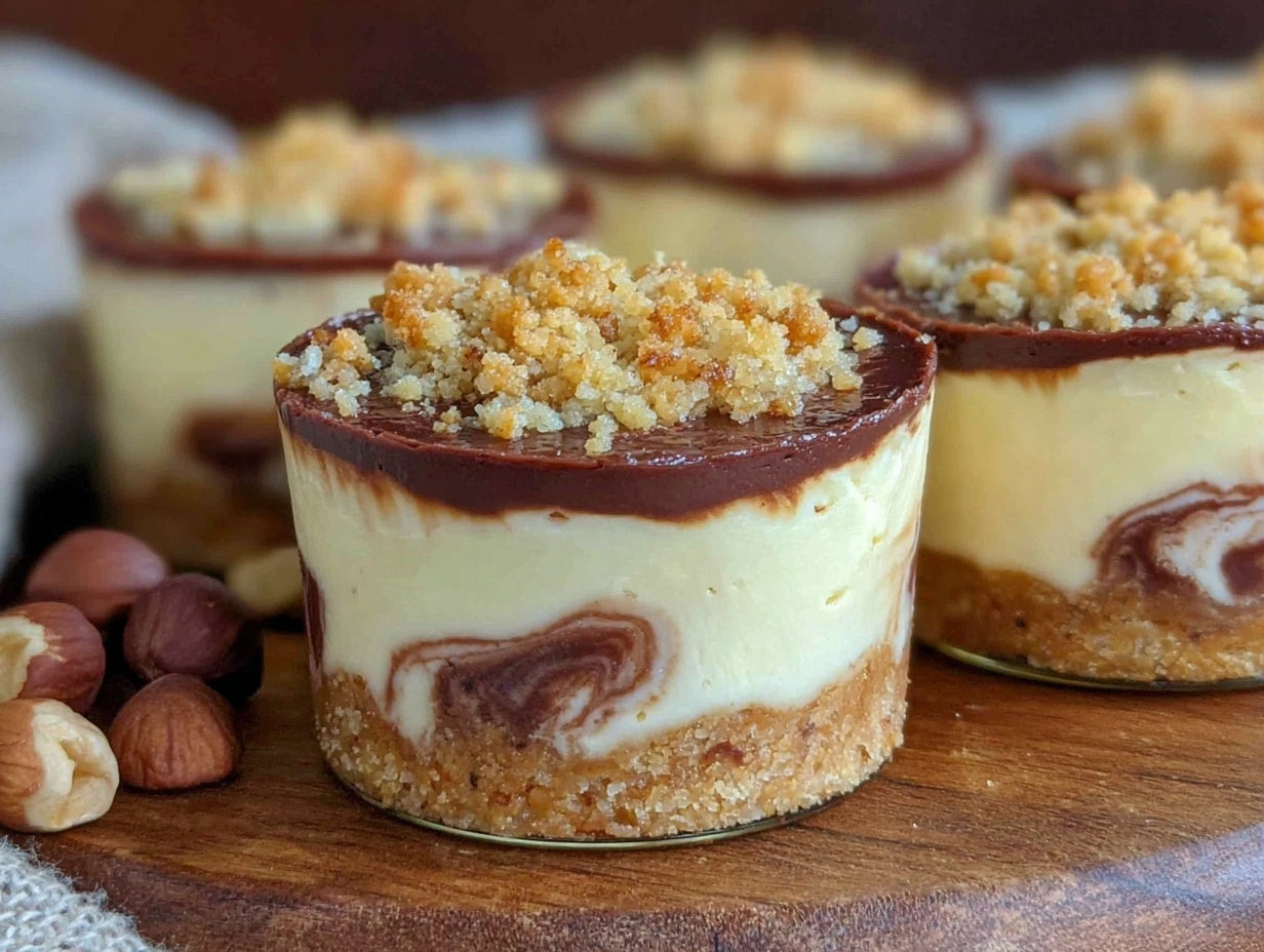 No-Bake Nutella Cheesecake Cups with Hazelnut Crumble for Dad
