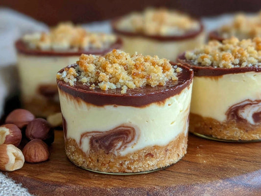 No-Bake Nutella Cheesecake Cups with Hazelnut Crumble for Dad