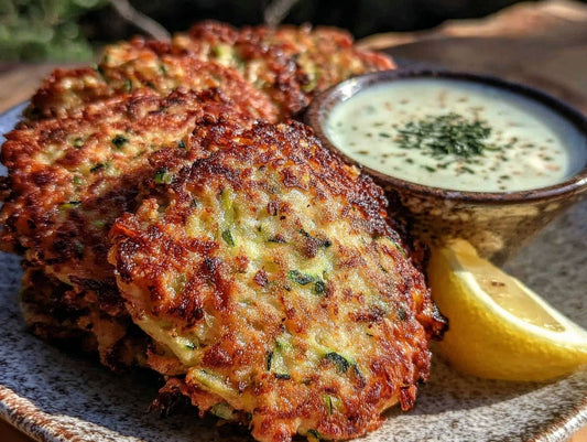 Crispy Parmesan Zucchini Fritters with Lemon Herb Aioli