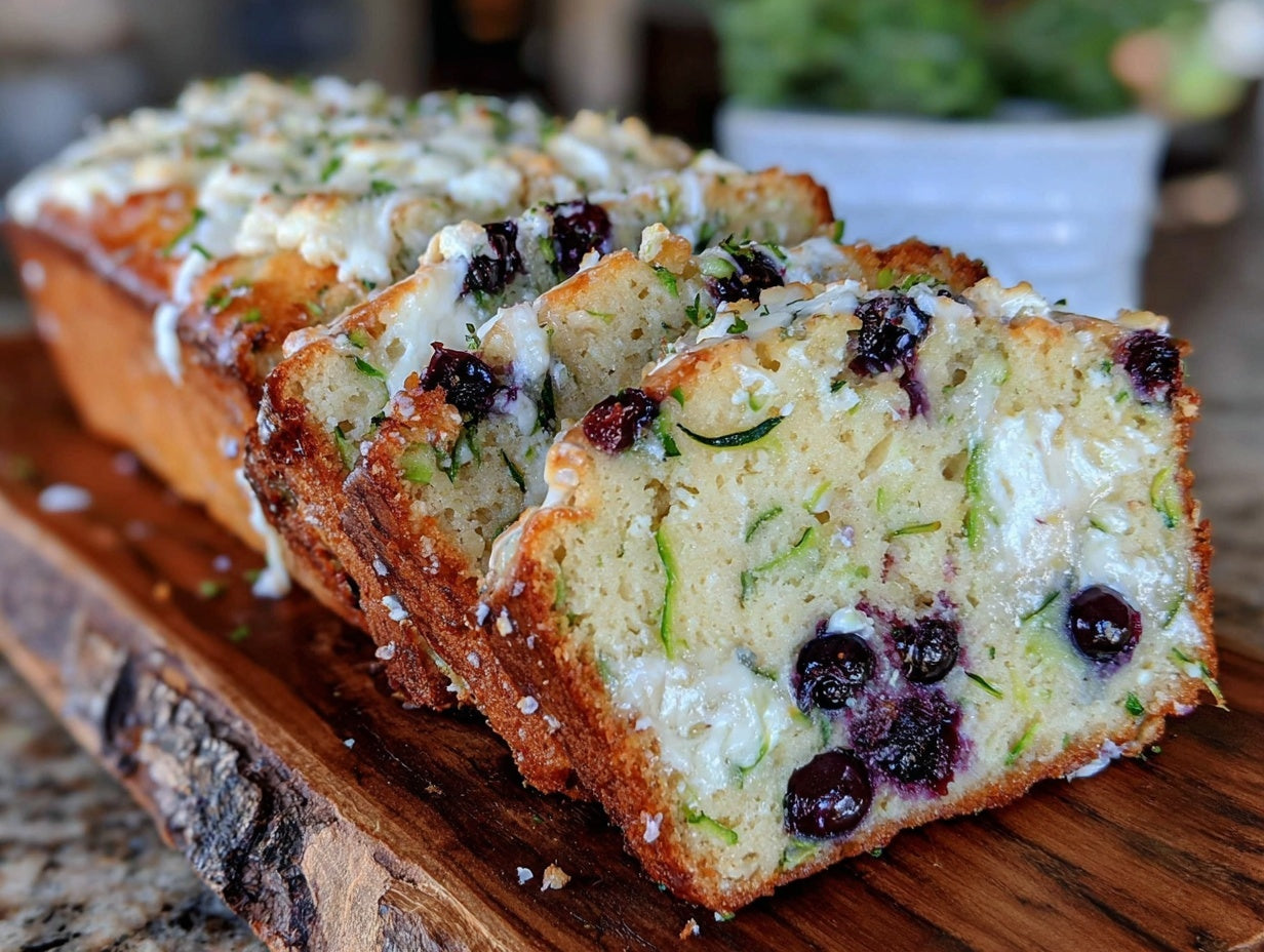 Blueberry Zucchini Bread with Cream Cheese Swirl